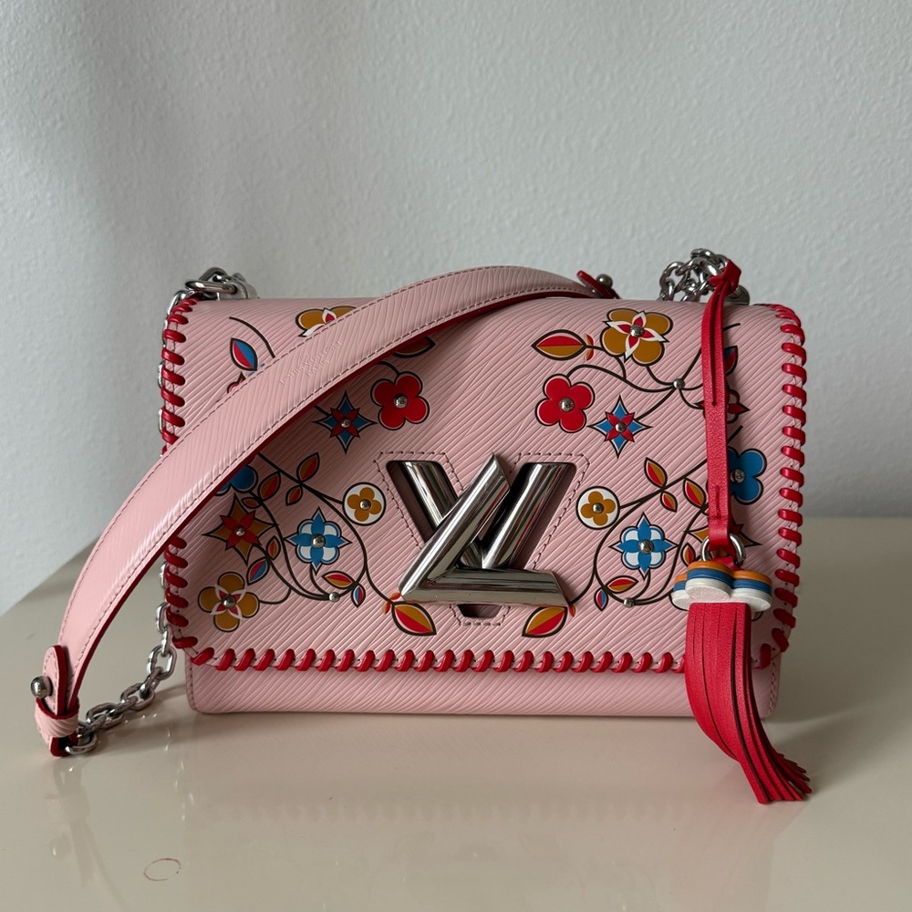 Twist Handbag Limited Edition Flower Embellished Epi Leather with Whipstitch Det